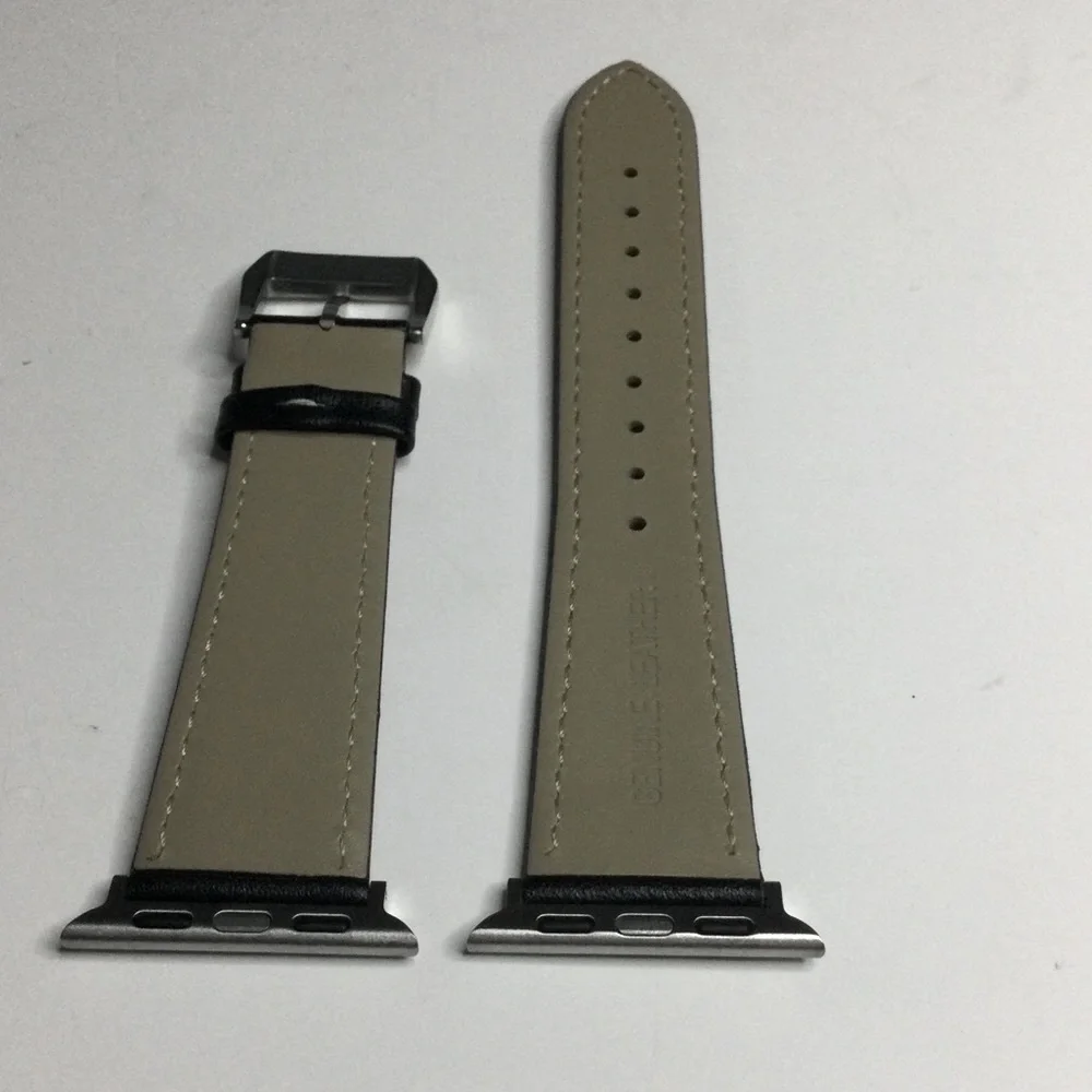 POSH TECH STITCHED LEATHER STRAP BAND FOR APPLE WATCH 38/40 BLACK UNISEX NWT